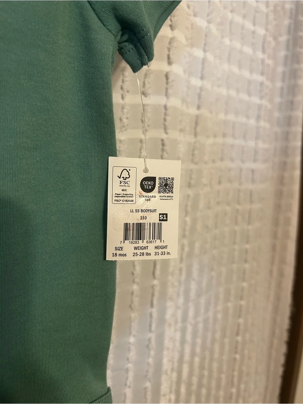 Lullaby Lane Little Tough Guy Rhino Bodysuit Sage Green 18M NWT